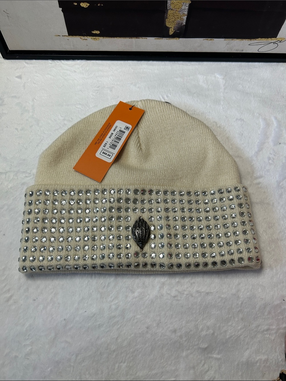 Kurt Geiger Studded cream beanie